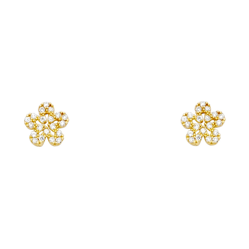 14K Yellow Gold Stud Earring & Solitaire Jewelry - ST689