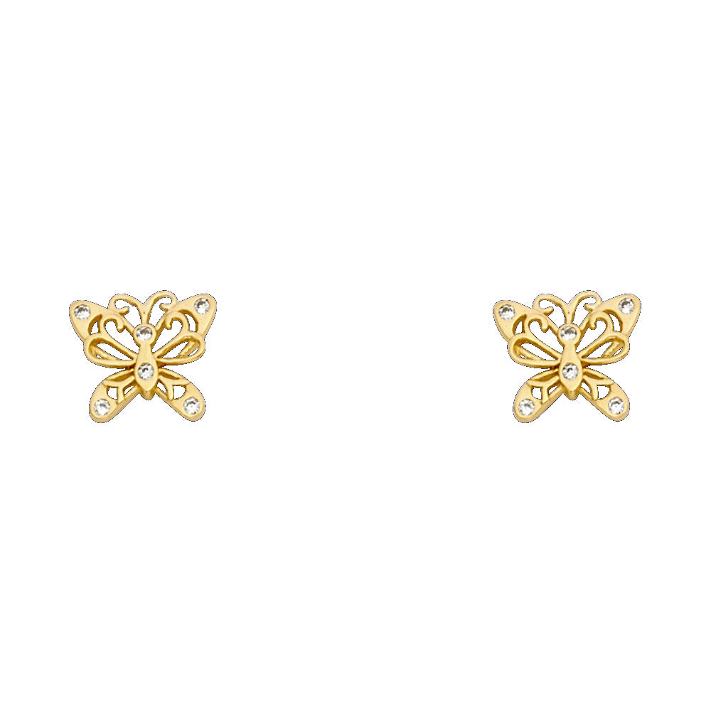 14K Yellow Gold Stud Earring & Solitaire Jewelry - ST706