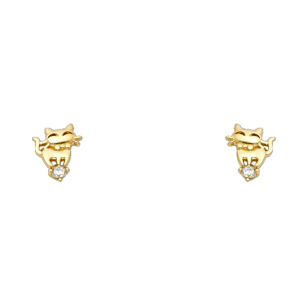 14K Yellow Gold Stud Earring & Solitaire Jewelry - ST716
