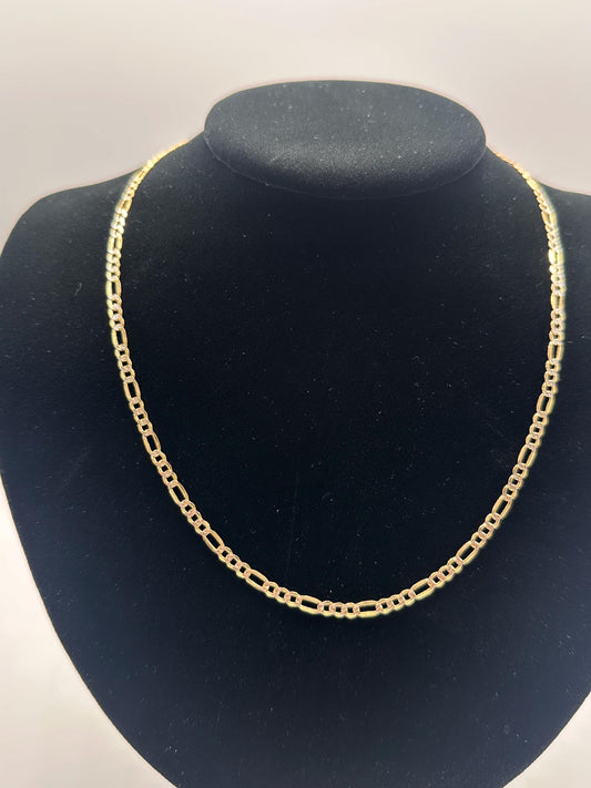 14K Gold Figaro Chain – Hollow 3+1 Link WP Necklace or Bracelet, 3.5mm