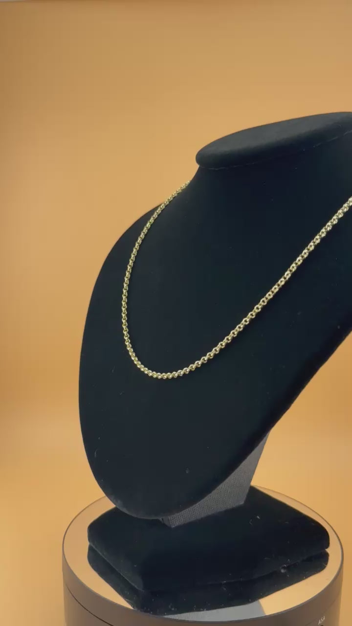 14K Gold Hollow Rolo Chain Necklace & Bracelet – 3mm