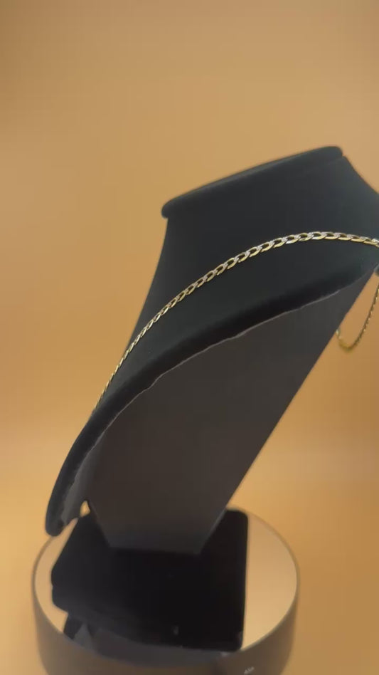 14K Yellow Gold Curb Chain with White Pave