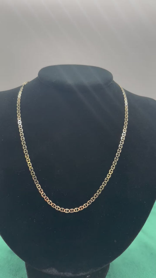 14K Yellow Gold Flat Mariner Chain Necklace