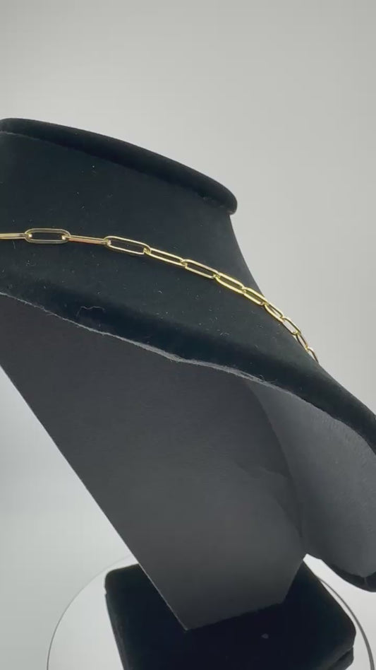 14K Solid Yellow Gold Paper Clip Chain