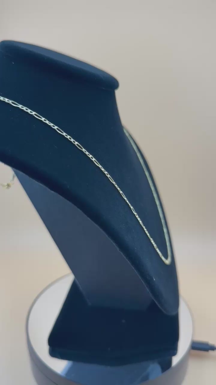 14K Yellow Gold Hollow Figaro Chain Necklace