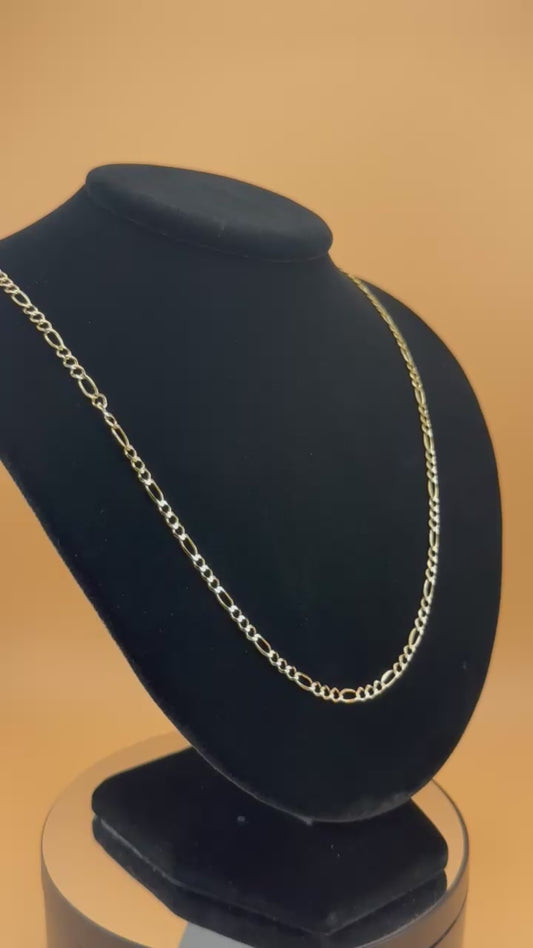 14K Yellow Gold Figaro Concave Open Link Chain