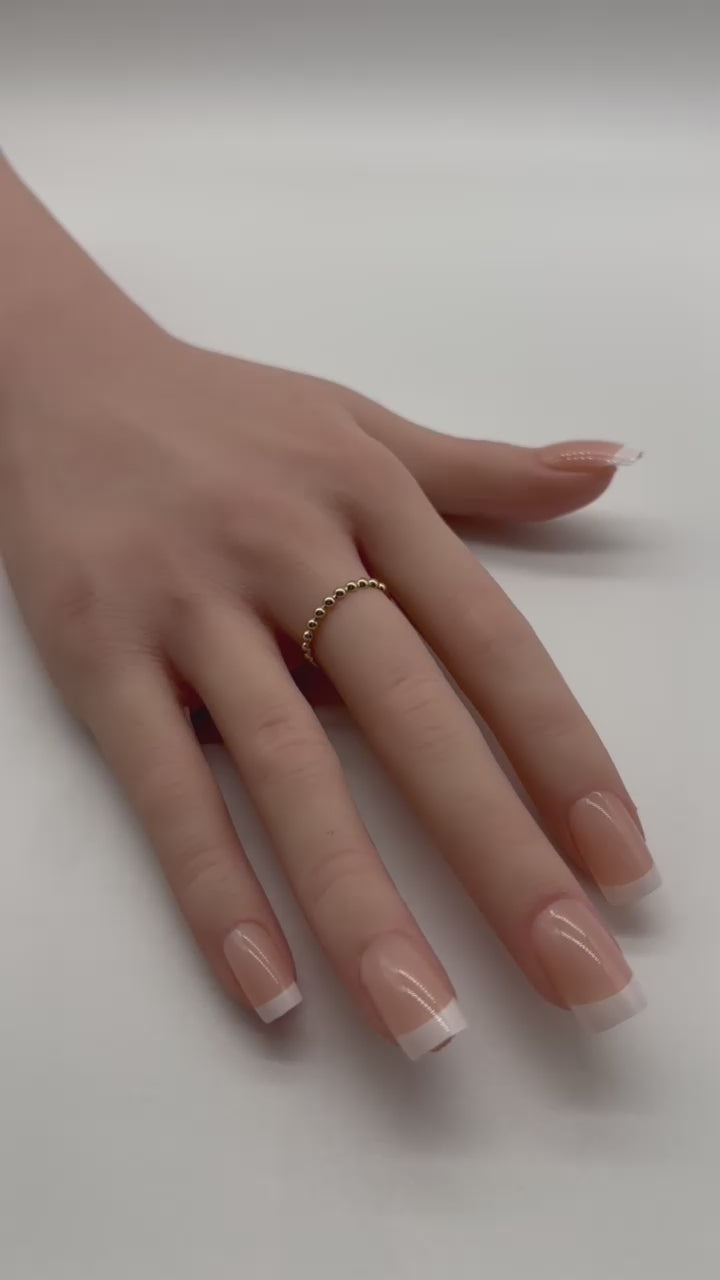14K Gold Ball Ring – Dainty Polished Band, Size 7