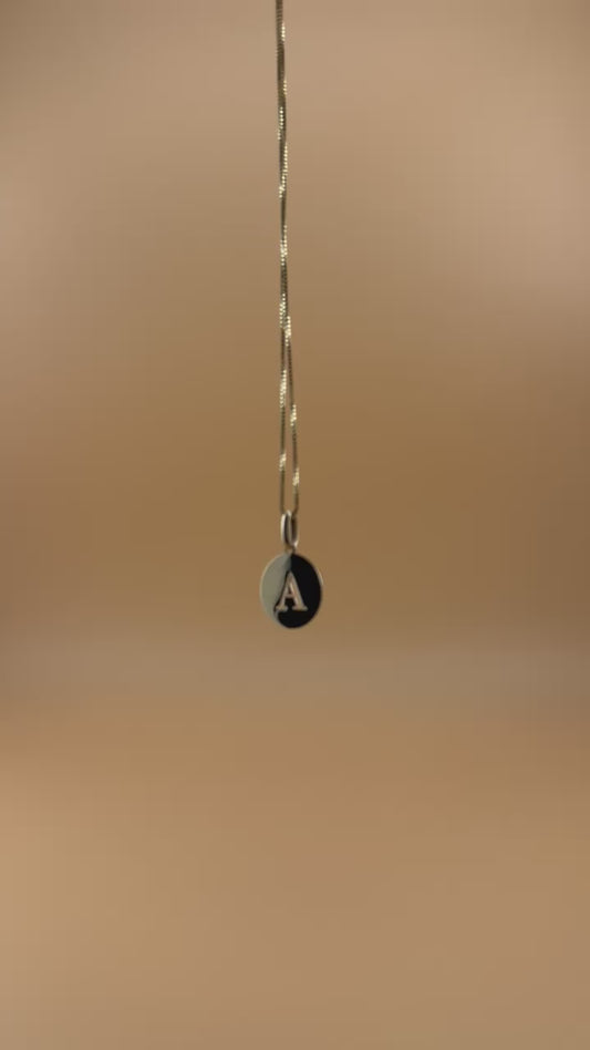 14K Gold Initial Pendant l Cut-Out Letter Charm l Personalized Disc Necklace