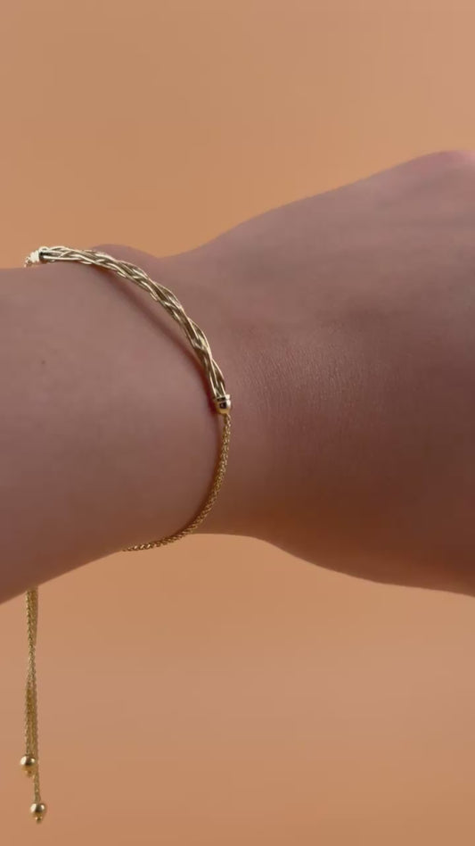 14K Gold Friendship Bracelet – Adjustable 5.5"-7.5"