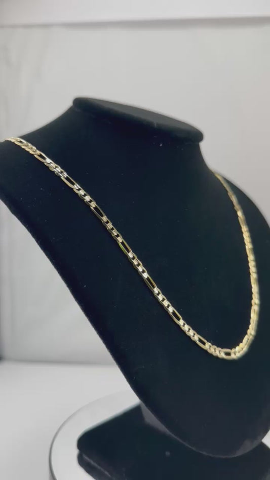 14K Gold Figaro Concave Chain