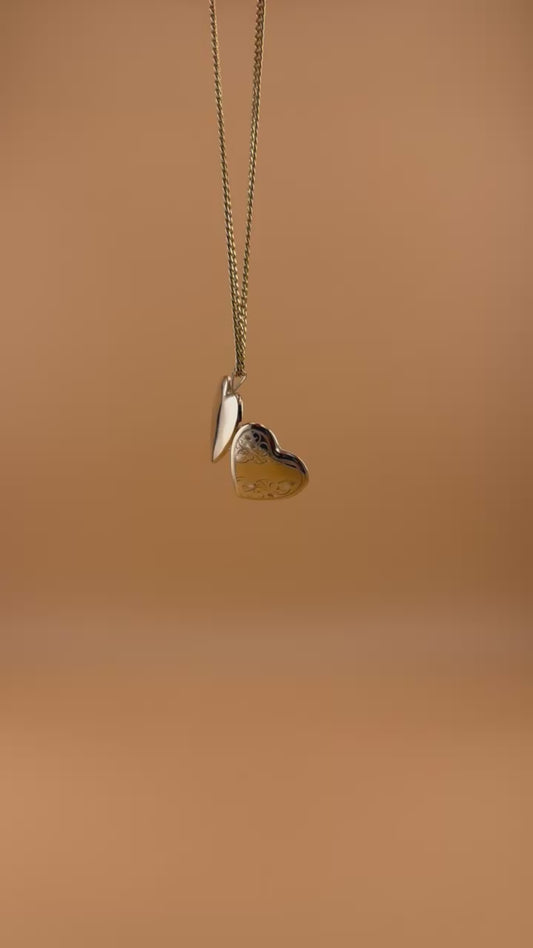 14K Solid Gold Heart Locket Pendant – 23mm x 18mm Photo Keepsake Necklace Charm