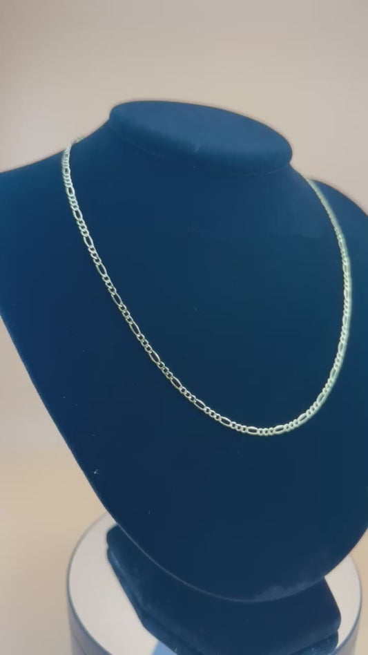 14K Yellow Gold Hollow Figaro Chain Necklace