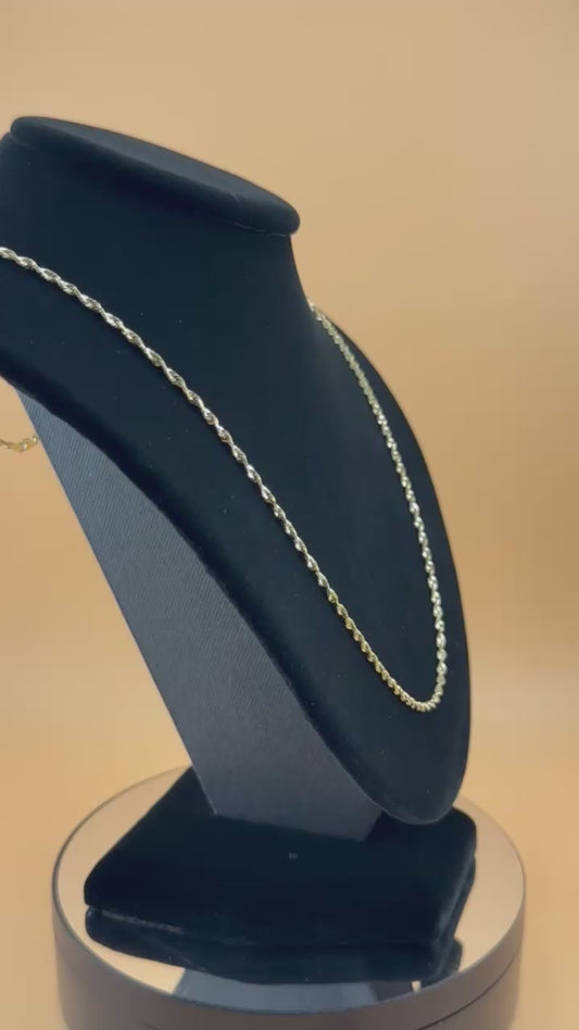 14K Solid Gold Rope Chain – 2.3mm Super Light Real Gold Necklace & Bracelet