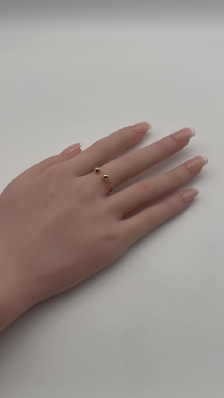 14K Gold Open Cuff Ball Ring – Minimalist Band, Size 7