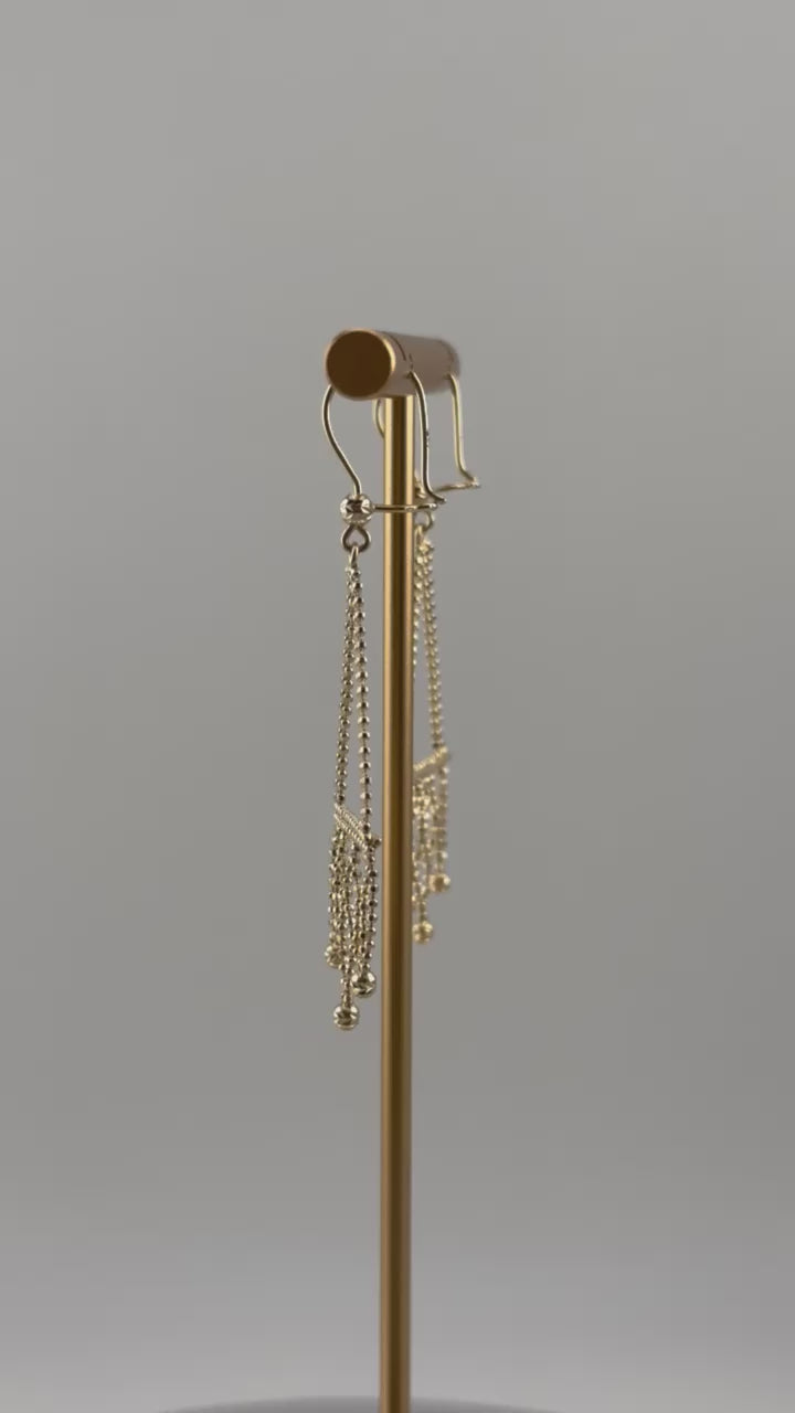 14K Gold Beaded Dangle Earrings – Real Gold Geometric Drop Earrings